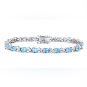 REAL Blue topaz, white sapphire & sterling silver NWT $425 GORGEOUS bracelet.